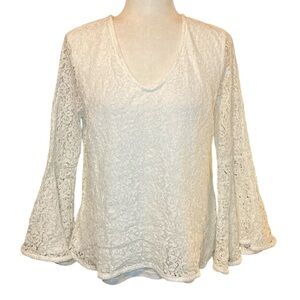 Cream lace bell sleeve top